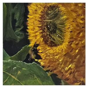 Sunflower And Bee Original Mini Canvas Painting